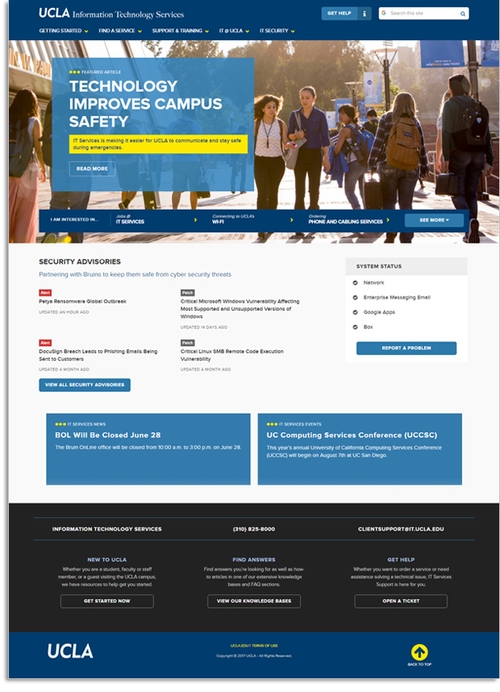 Full Desktop Homepage of UCLA IT Services